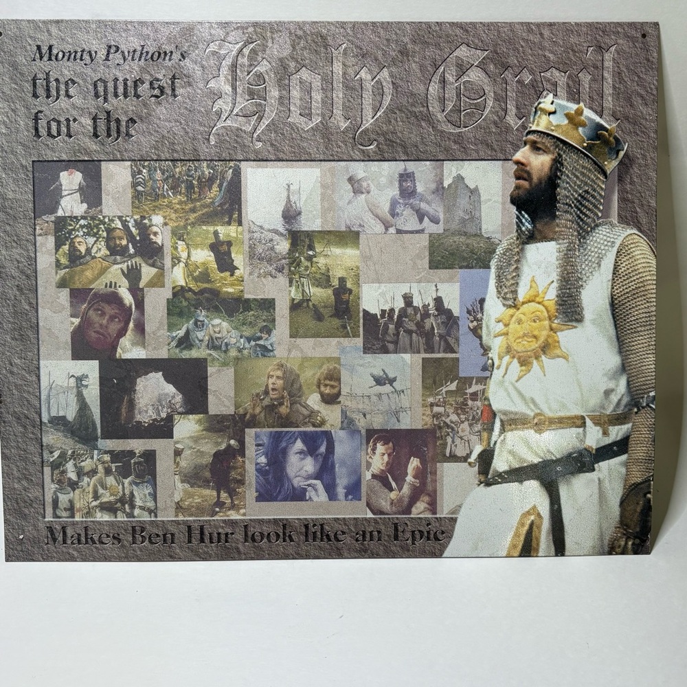 Monty Python’s Quest of the Holy Grail Metal Tin Wall Sign 16”x13” Montage Scene